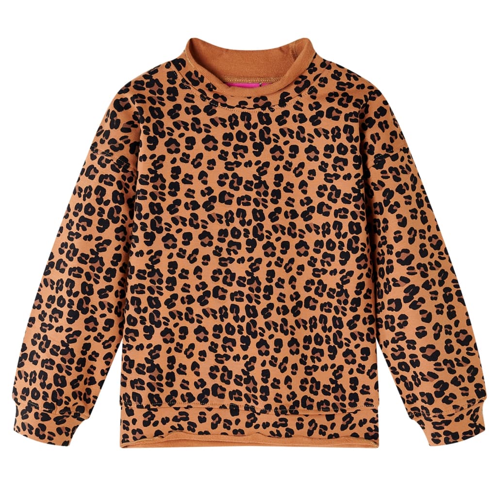 Bluzon pentru copii, imprimeu leopard, cognac deschis, 92