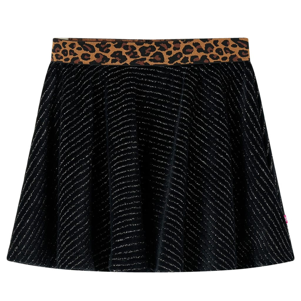 vidaXL Dětská sukně s leopardím pasem černá 128