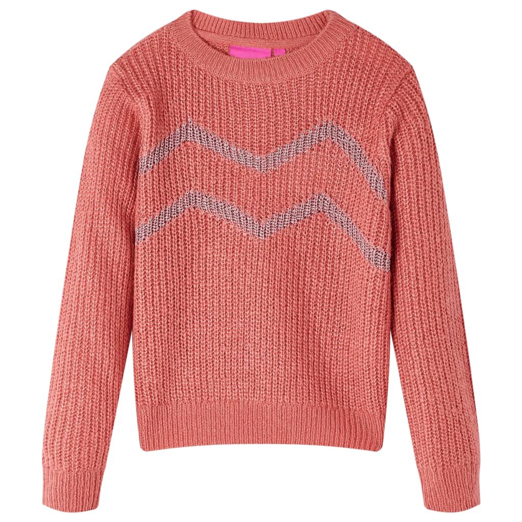 Pulover pentru copii tricotat, roz mediu, 140