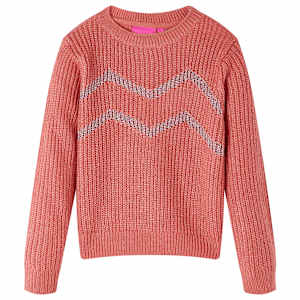 Otroški pulover pleten srednje roza 140