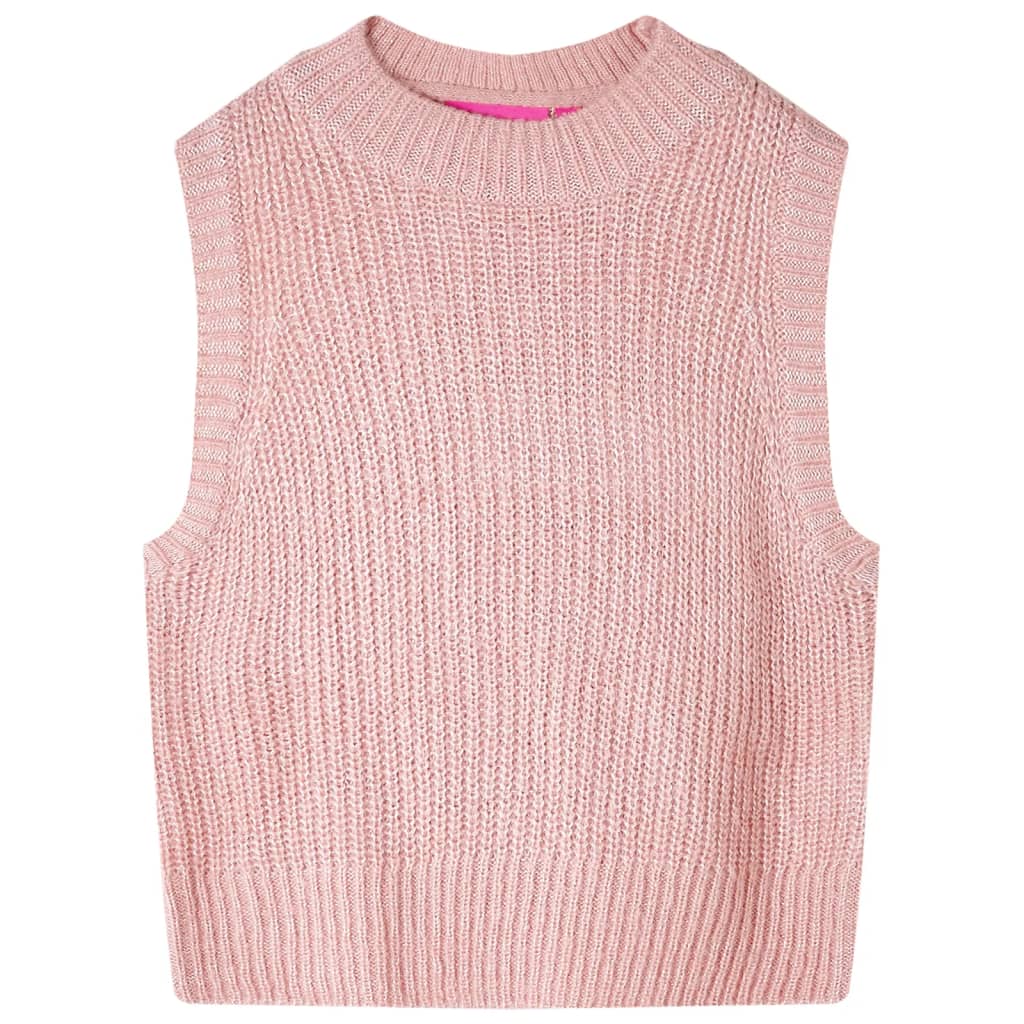 Vestă pulover pentru copii tricotată, roz deschis, 116