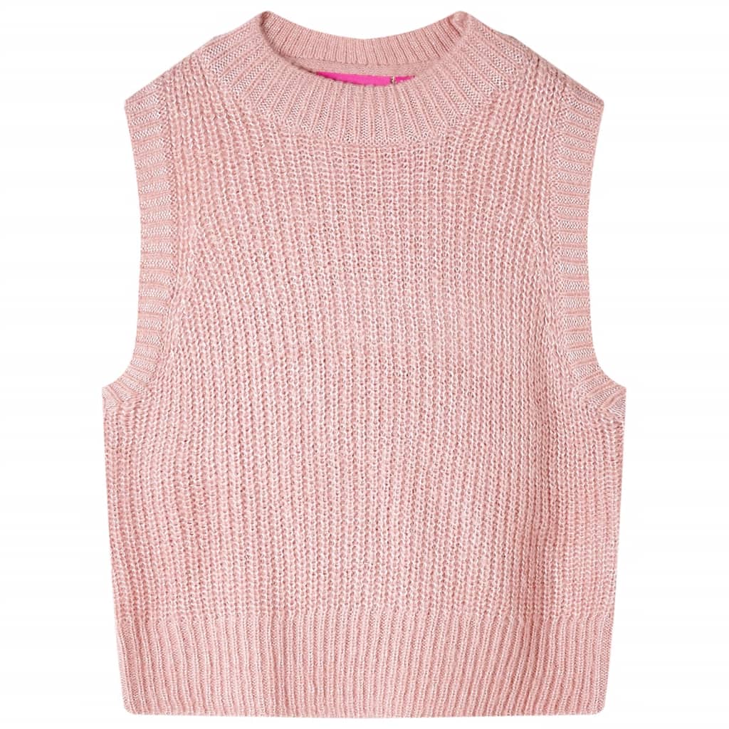 Vestă pulover pentru copii tricotată, roz deschis, 140