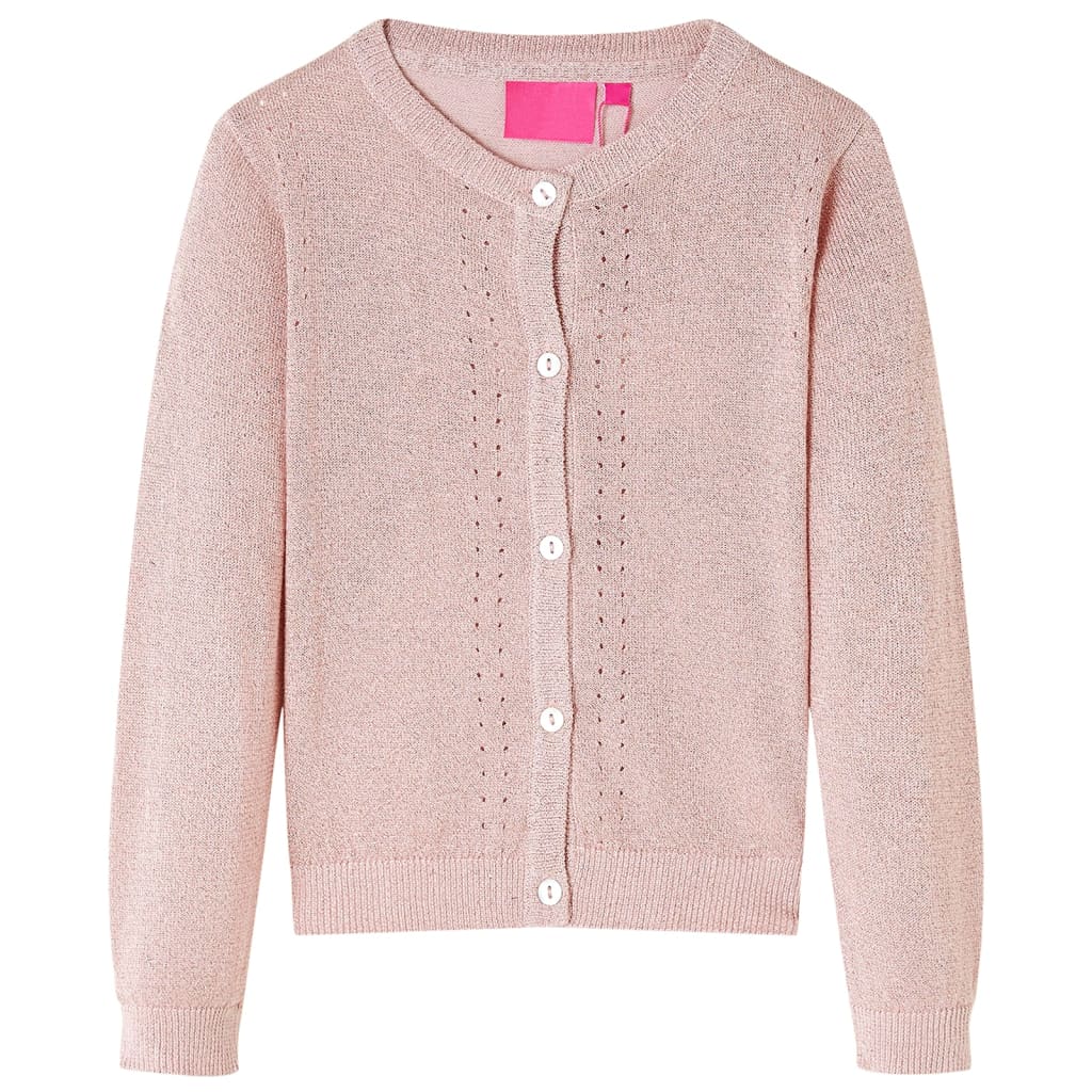 Cardigan pour enfants tricoté rose doux 104