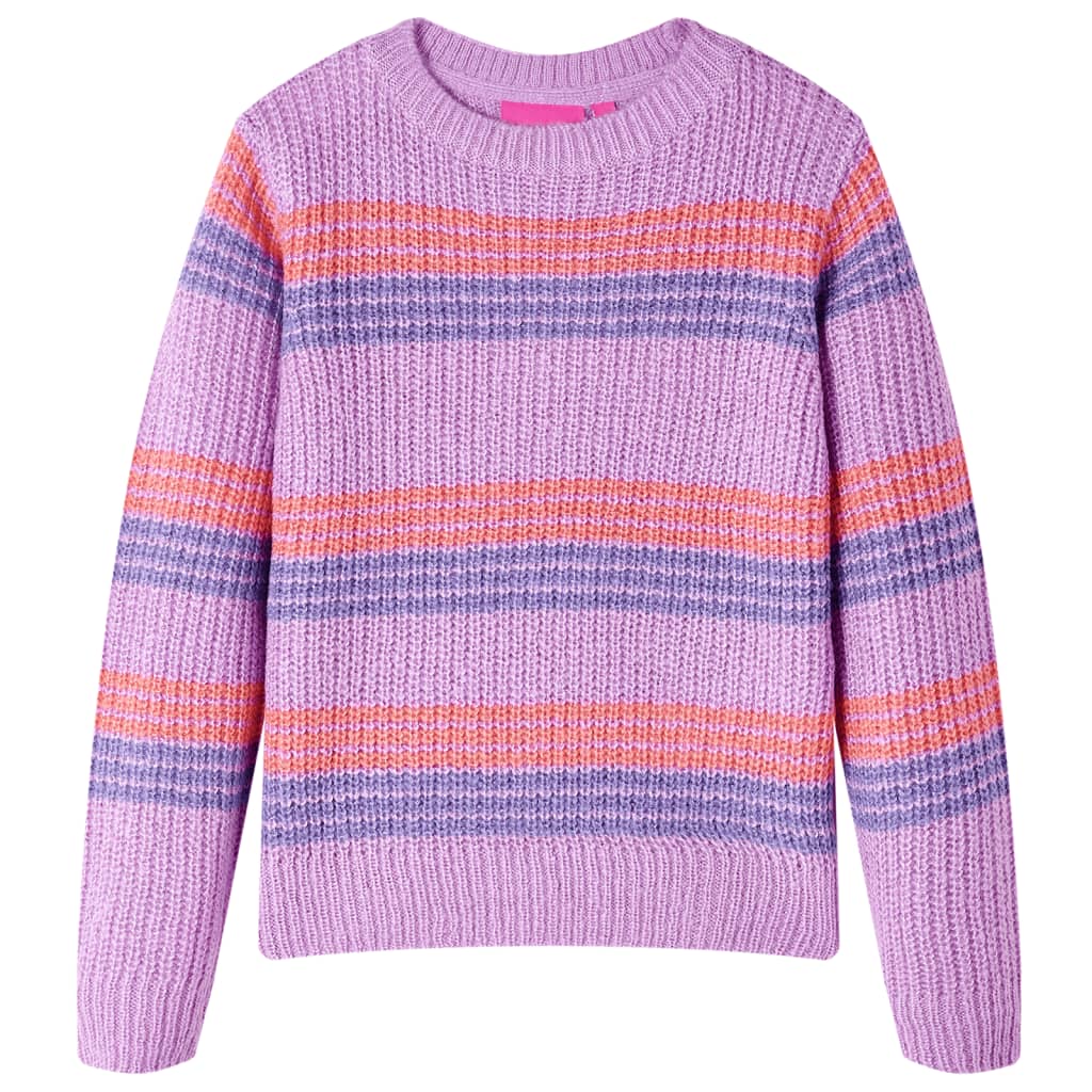 Pulover pentru copii tricotat, dungi liliac și roz, 104