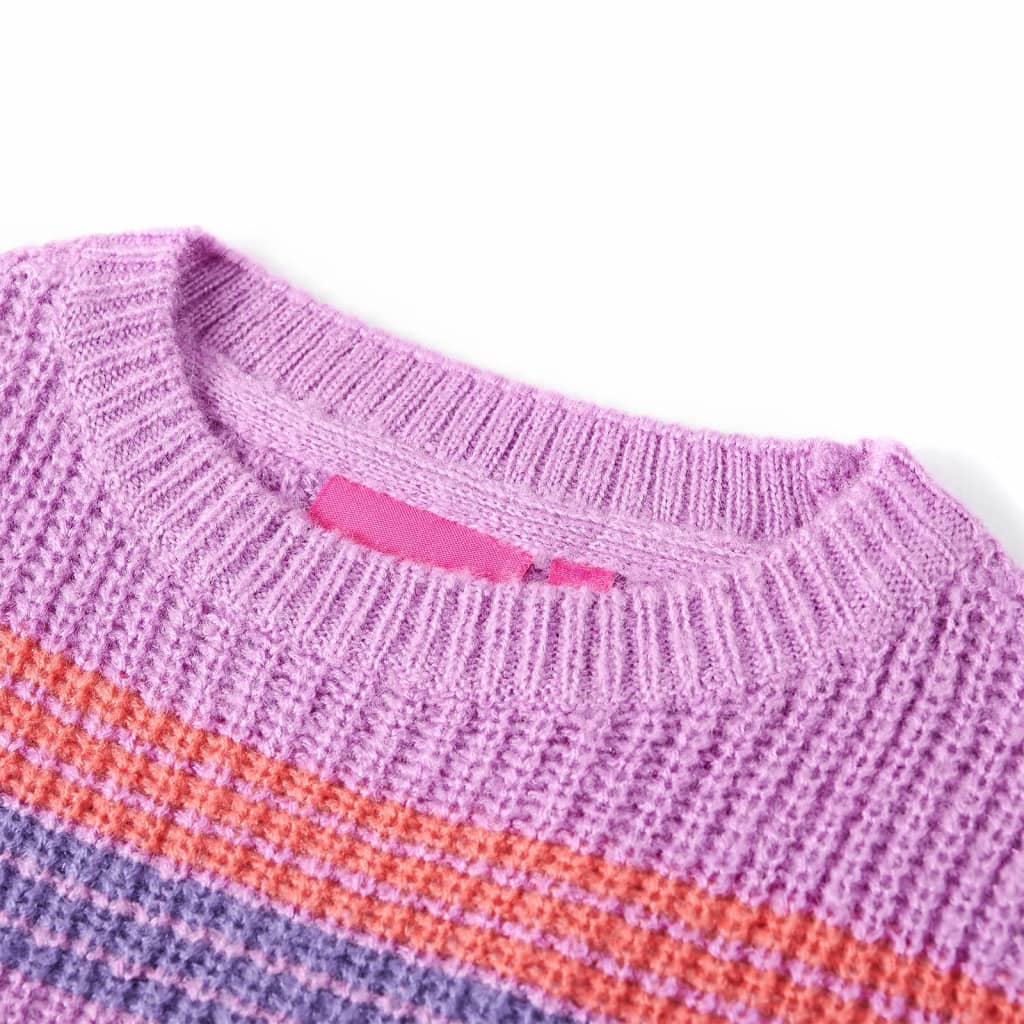 Sweter dziecięcy z dzianiny, w paski, liliowo-różowy, 104