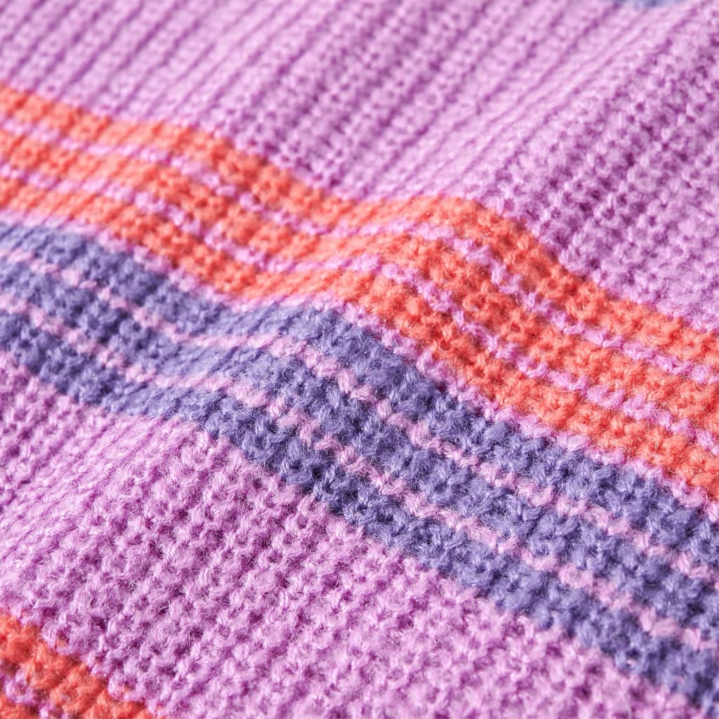 Sweter dziecięcy z dzianiny, w paski, liliowo-różowy, 104