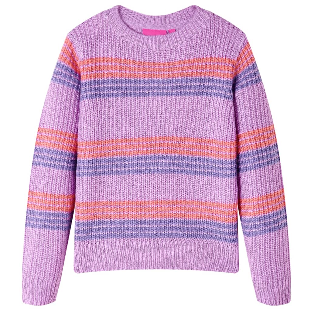 Pulover pentru copii tricotat, dungi liliac și roz, 116