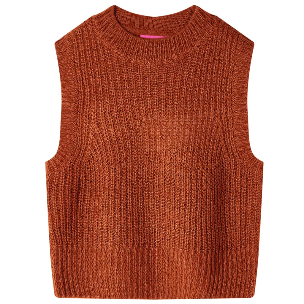 Vestă pulover pentru copii tricotată, coniac, 104