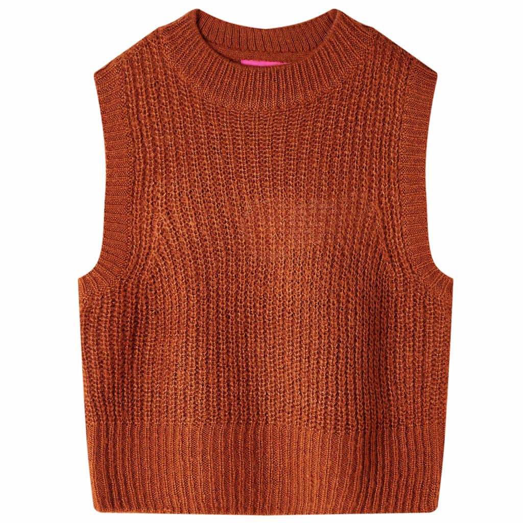 Vestă pulover pentru copii tricotată, coniac, 116