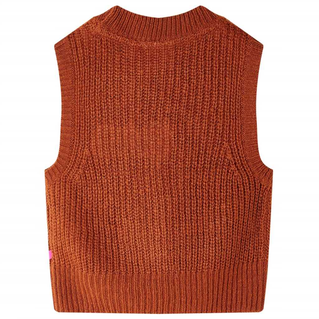 vidaXL Kinderspencer gebreid 116 cognackleurig afbeelding
