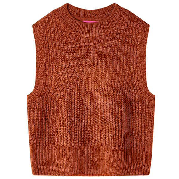 Laste kampsunvest, kootud, konjakipruun, 128