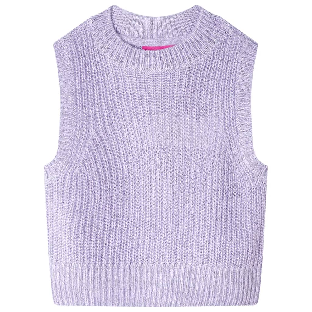 Vestă pulover pentru copii tricotată, liliac deschis, 128