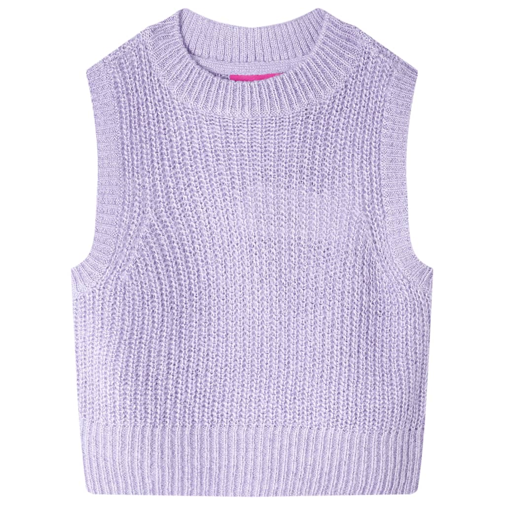 Vestă pulover pentru copii tricotată, liliac deschis, 140