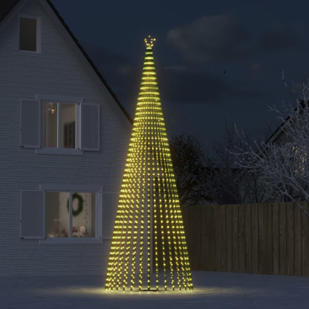 vidaXL Con de lumină brad de Crăciun, 1544 LED-uri, alb cald, 500 cm