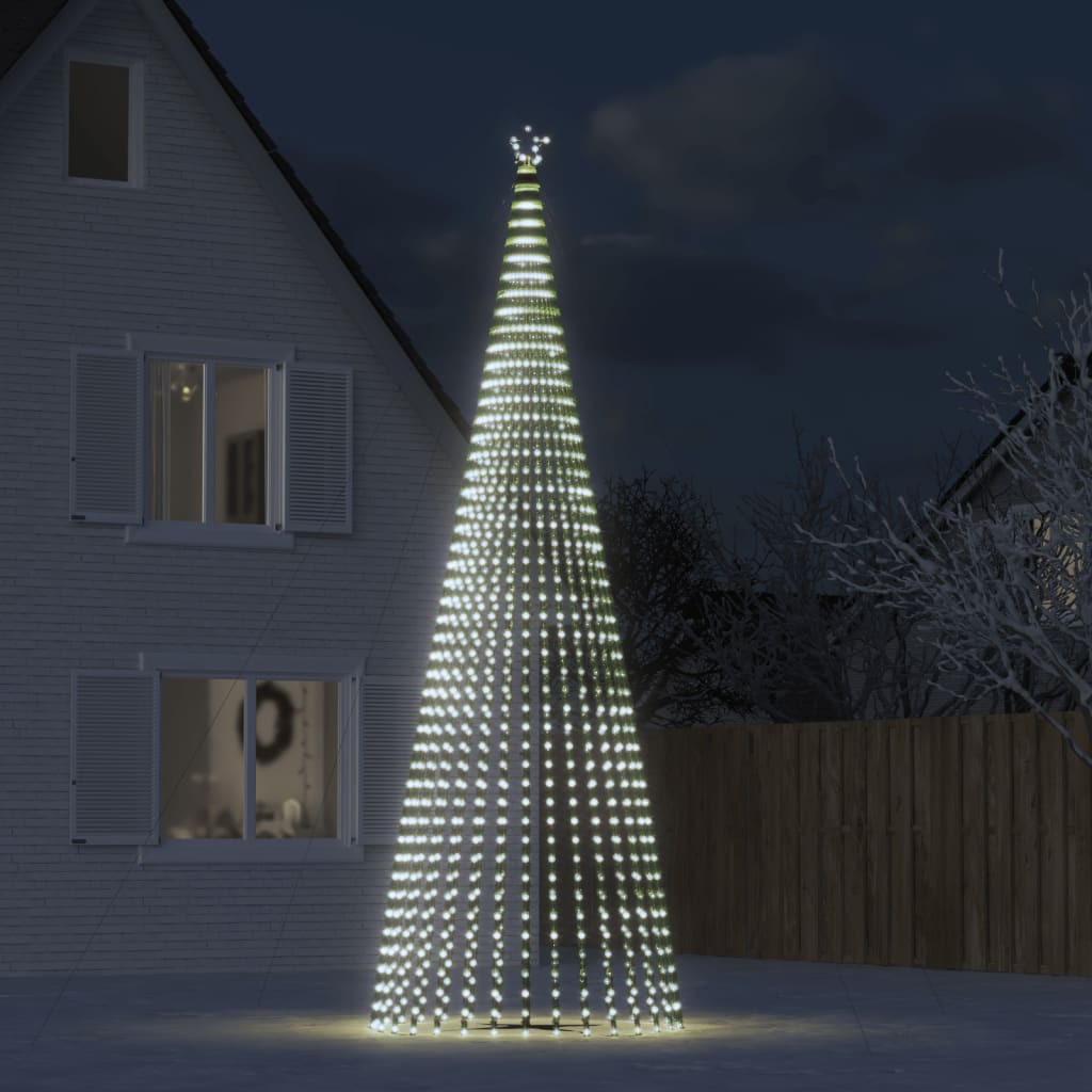 vidaXL Con de lumină brad de Crăciun, 1544 LED-uri, alb rece, 500 cm