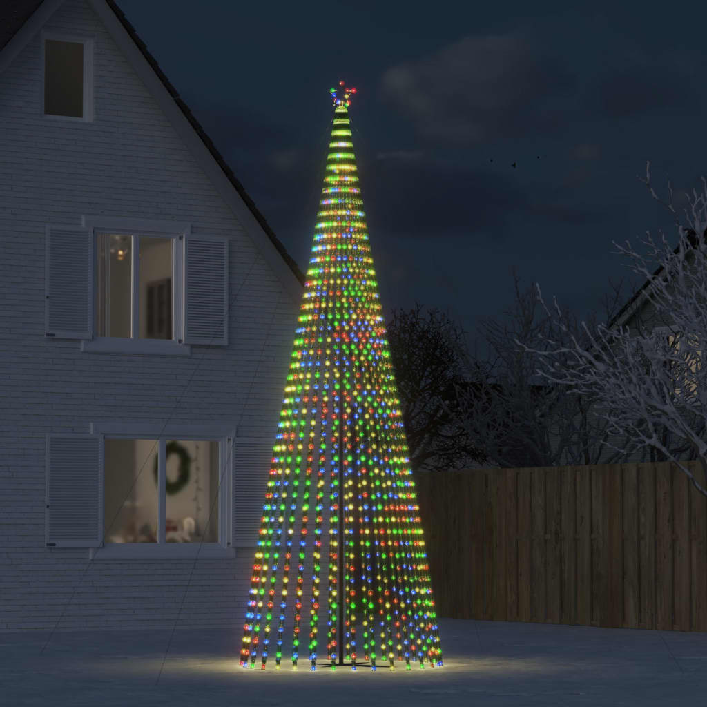 vidaXL kegleformet juletræ 1544 LED'er 500 cm farverigt lys