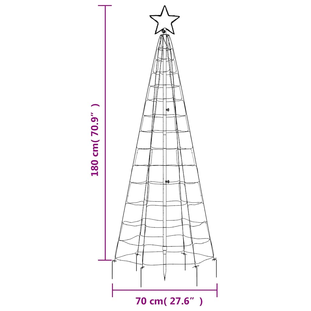 vidaXL LED-Weihnachtsbaum mit Erdspießen 220 LEDs Warmweiß 180 cm – Bild 12