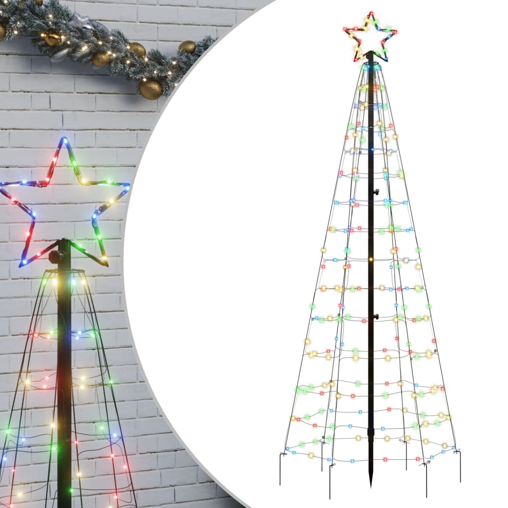 Lumină brad de Crăciun cu țăruși 220 LED-uri, multicolor 180 cm