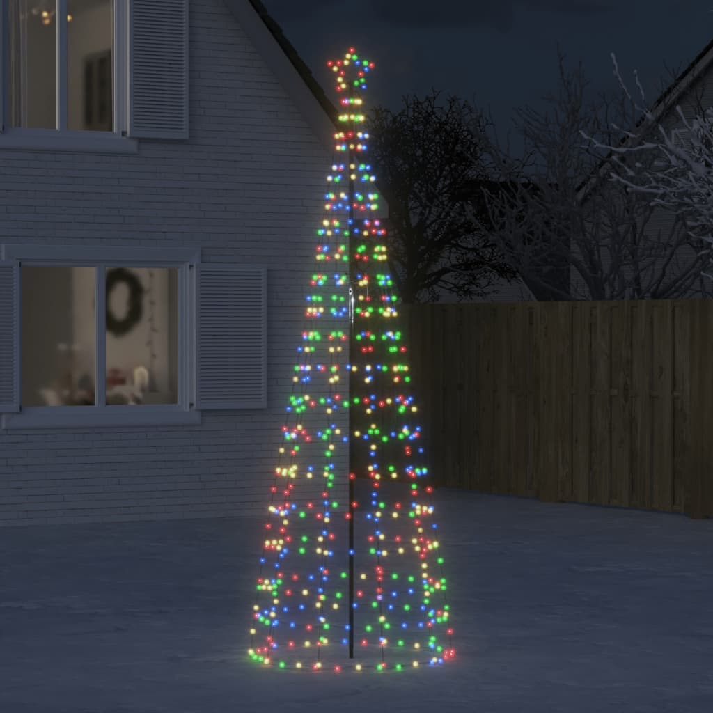 vidaXL lysende juletræ med spyd 570 LED'er 300 cm farverigt lys