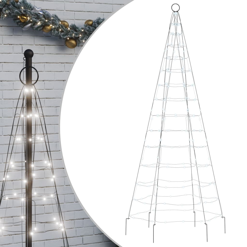 Iluminat brad de Crăciun pe stâlp, 200 LED-uri alb rece, 180 cm