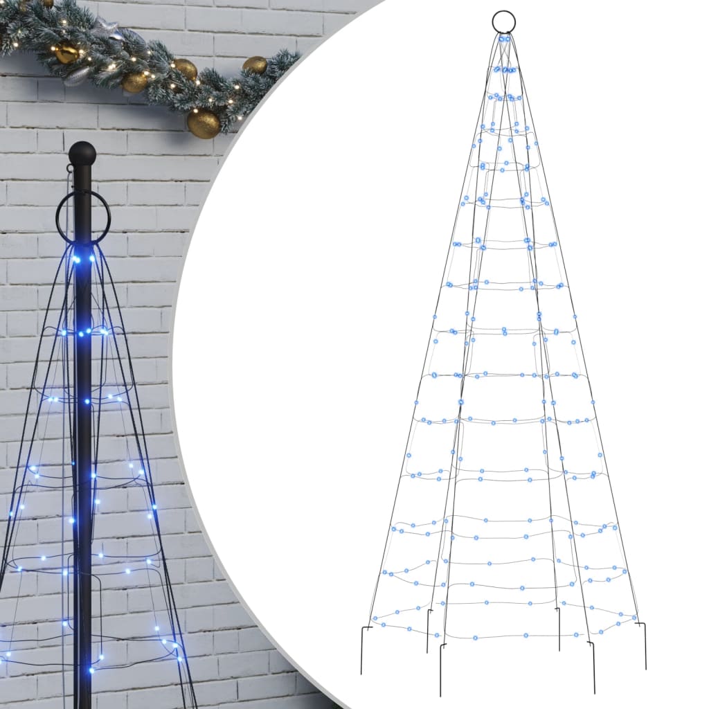 Lumină brad de Crăciun pe catarg 200 LED-uri albastru 180 cm