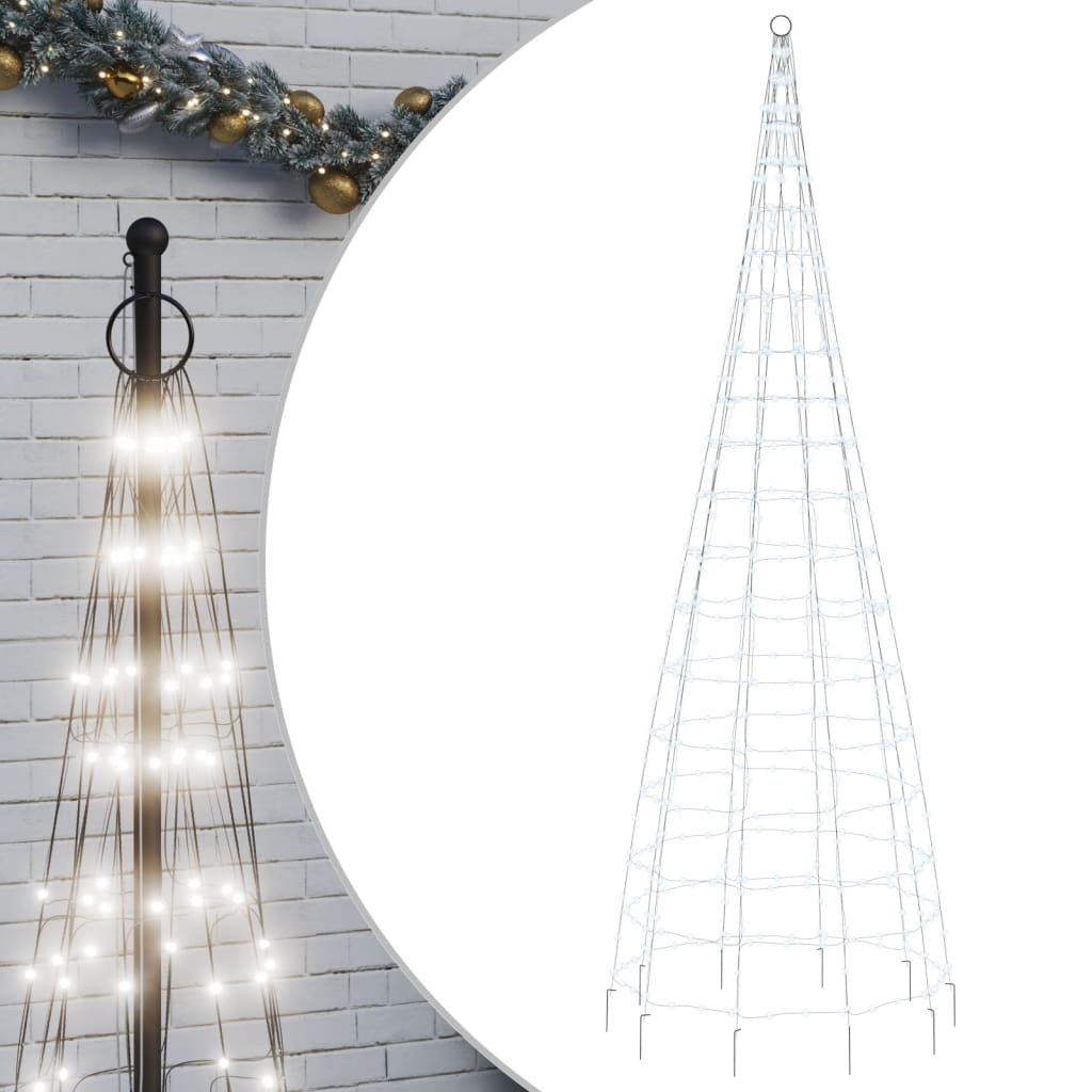 Lumină brad de Crăciun pe catarg, 550 LED-uri, alb rece, 300 cm