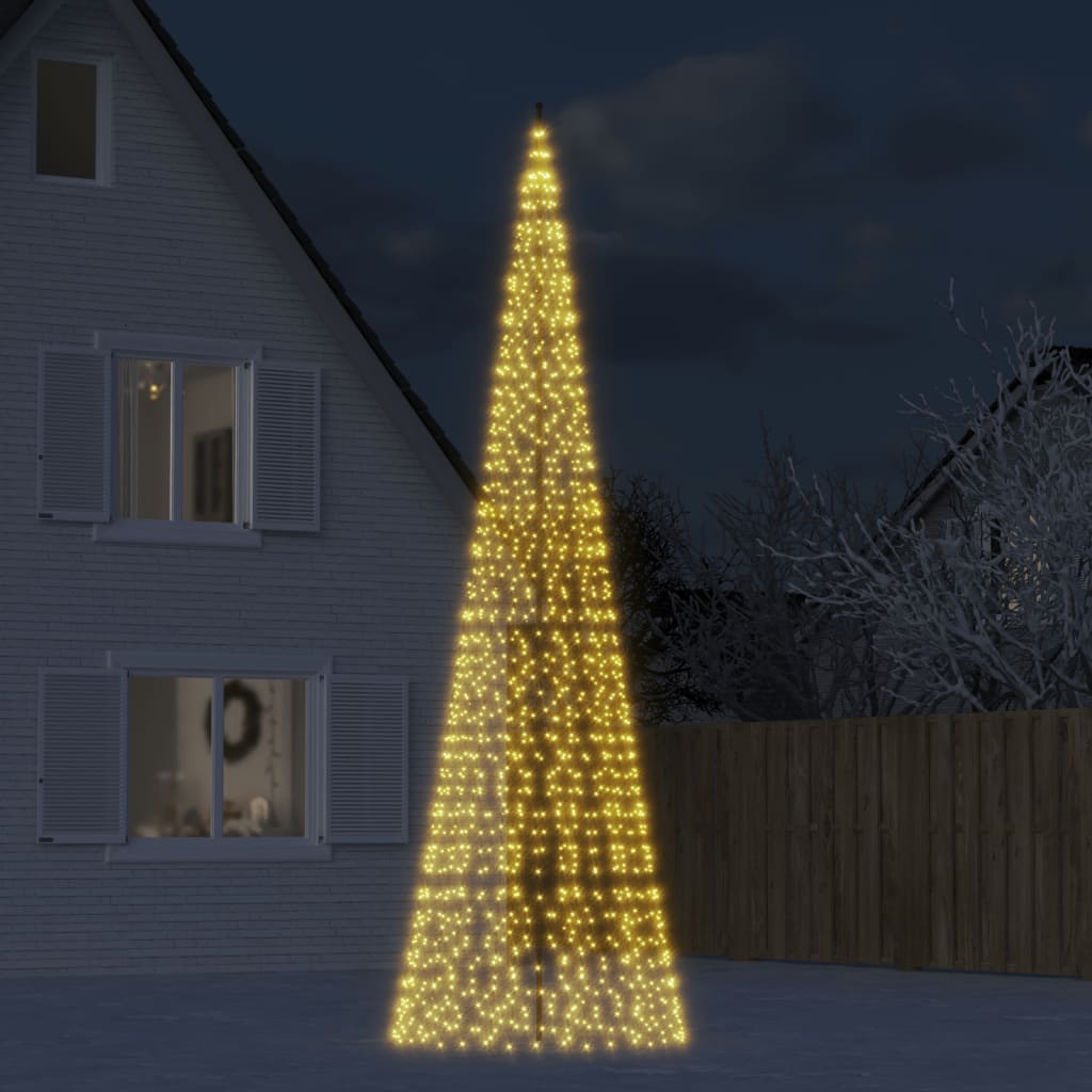 vidaXL Lumină brad de Crăciun pe catarg, 1534 LED-uri, alb cald 500 cm