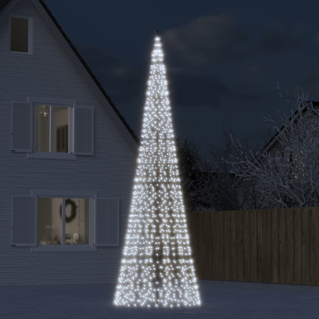 vidaXL julelys til flagstang 1534 LED'er 500 cm koldt hvidt lys