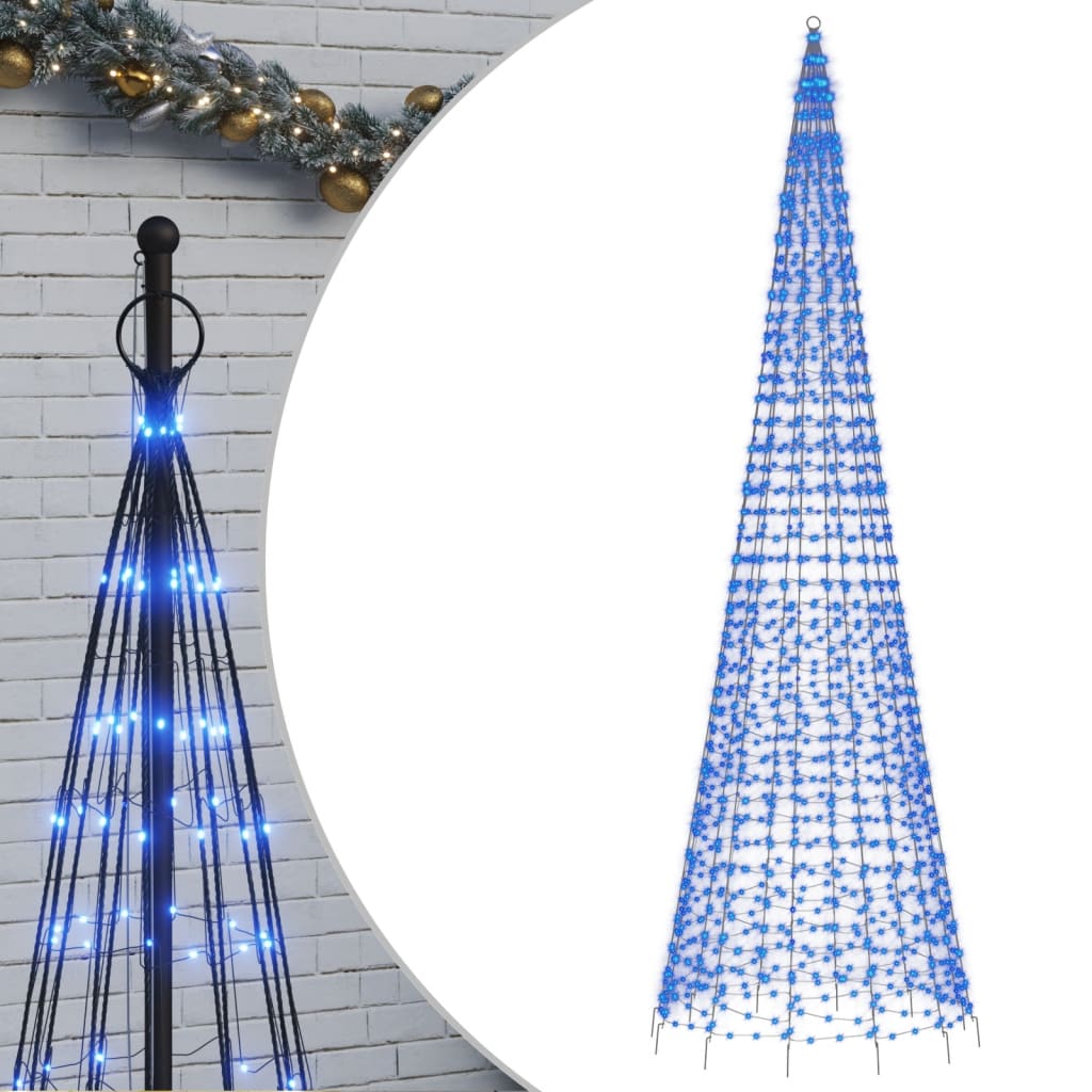 vidaXL LED vánoční stromek na stožár 1534 modrých LED 500 cm