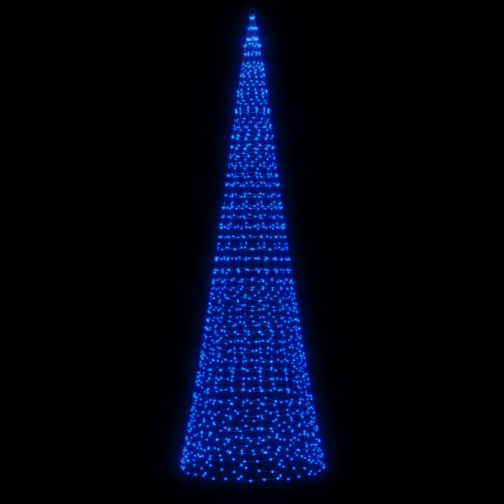 vidaXL LED-kerstboom aan vlaggenmast 1534 LEDs 500 cm blauw afbeelding