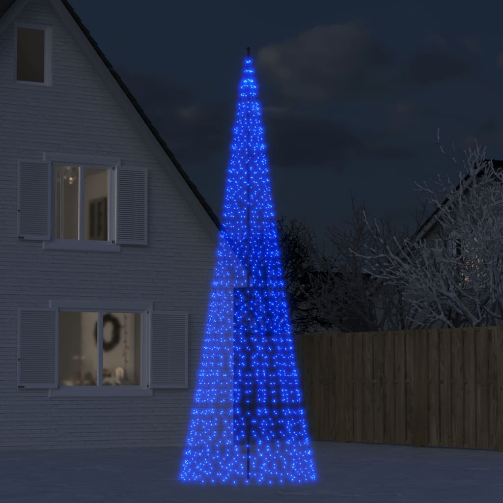 vidaXL julelys til flagstang 1534 LED'er 500 cm blåt lys