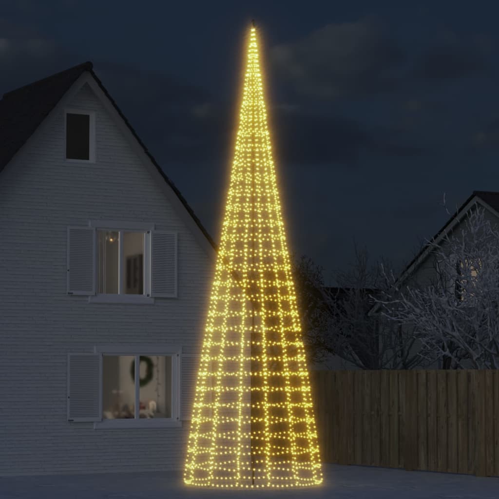 vidaXL Lumină brad de Crăciun pe catarg, 3000 LED-uri, alb cald 800 cm