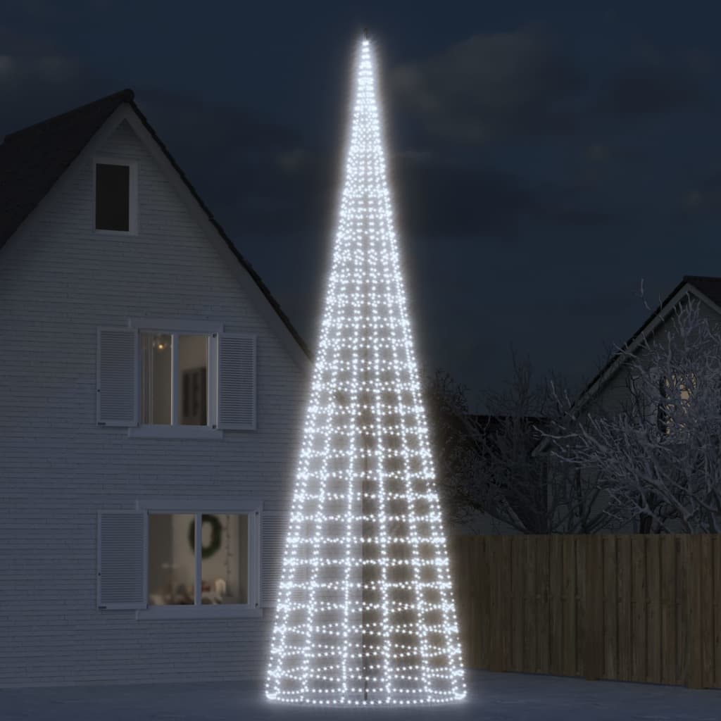 vidaXL julelys til flagstang 3000 LED'er 800 cm koldt hvidt lys