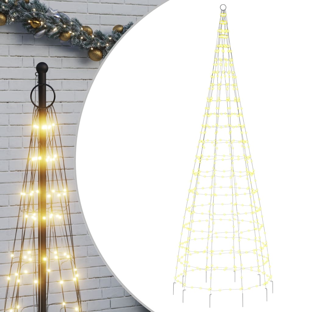 Thumbnail - vidaXL LED-Weihnachtsbaum auf Fahnenmast, 550 LEDs, Warmweiß, 300 cm