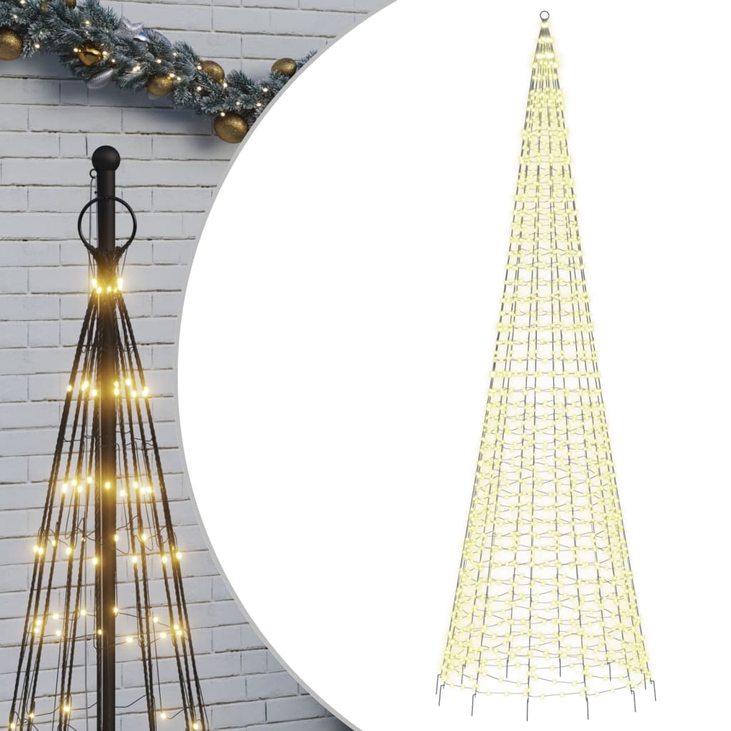 Thumbnail - vidaXL LED-Weihnachtsbaum auf Fahnenmast, 1534 LEDs, Warmweiß, 500 cm
