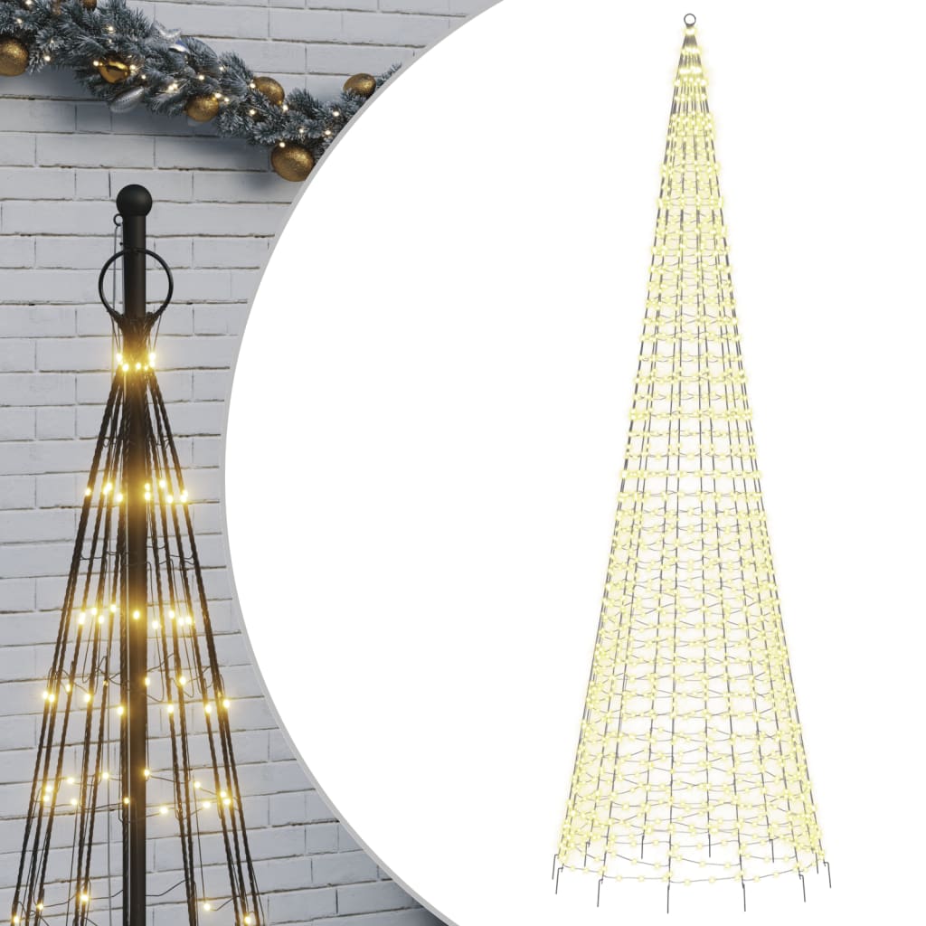 Photos - Other Decoration VidaXL Christmas Tree Light on Flagpole 1534 LEDs Warm White 196.9" 