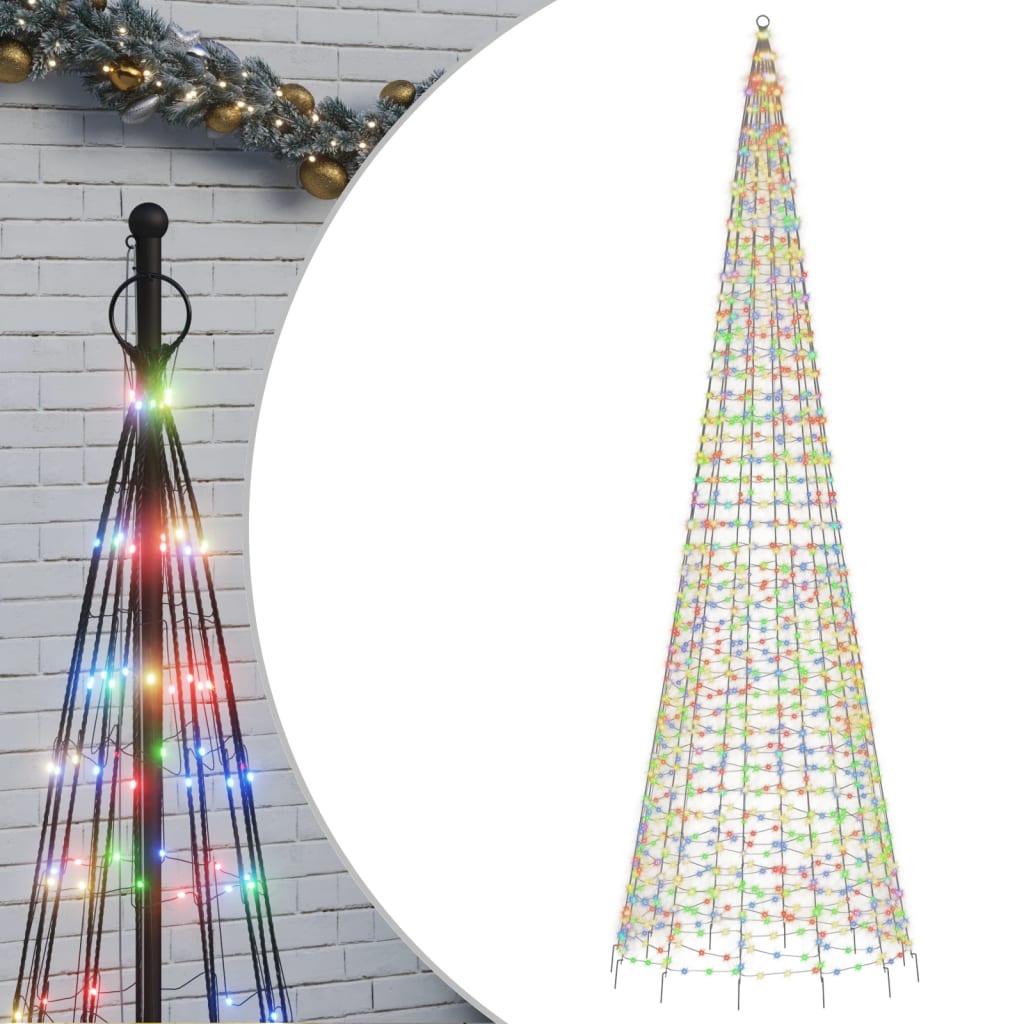 Image of vidaXL Christmas Tree Light on Flagpole 1534 LEDs Colourful 500 cm