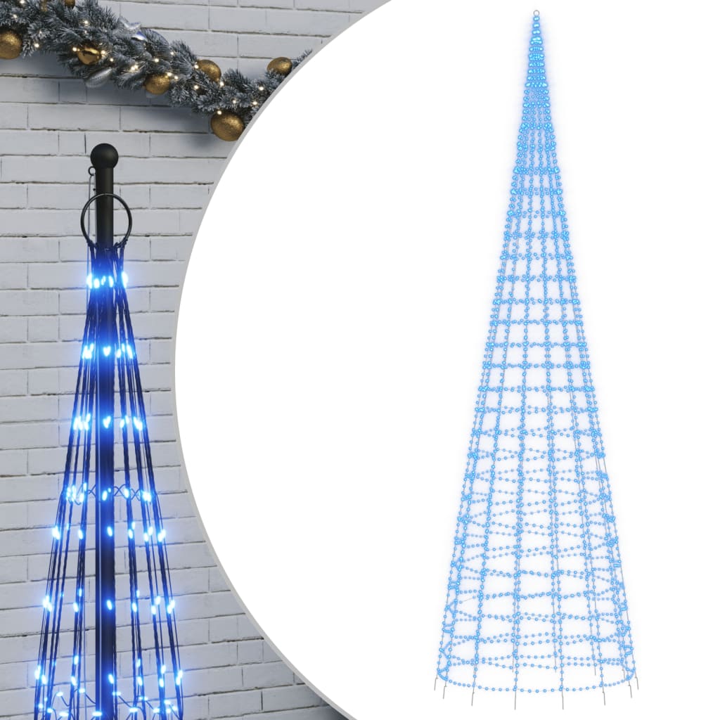 Image of vidaXL Christmas Tree Light on Flagpole 3000 LEDs Blue 800 cm