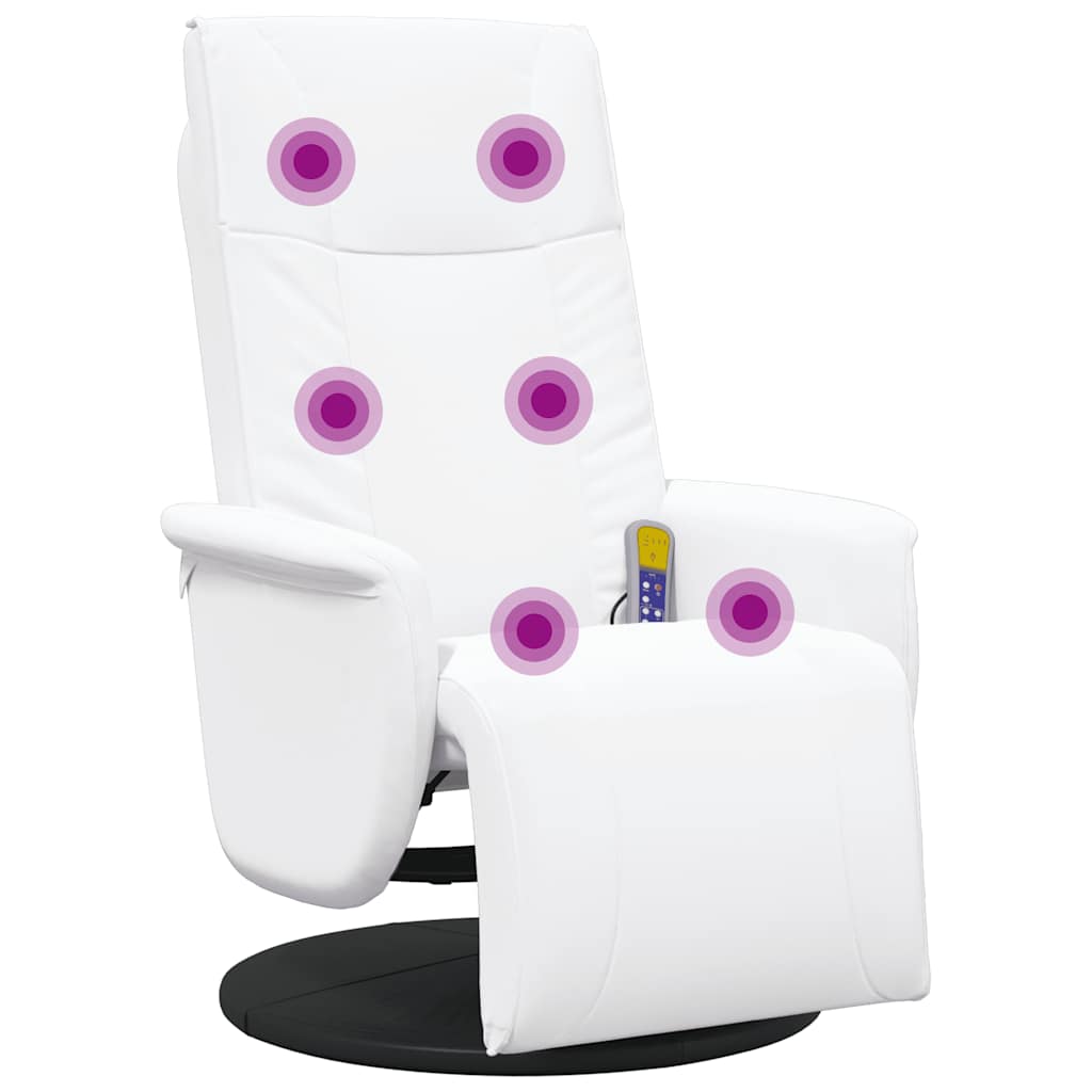 Thumbnail - vidaXL Massagesessel mit Fußteil Weiß Kunstleder