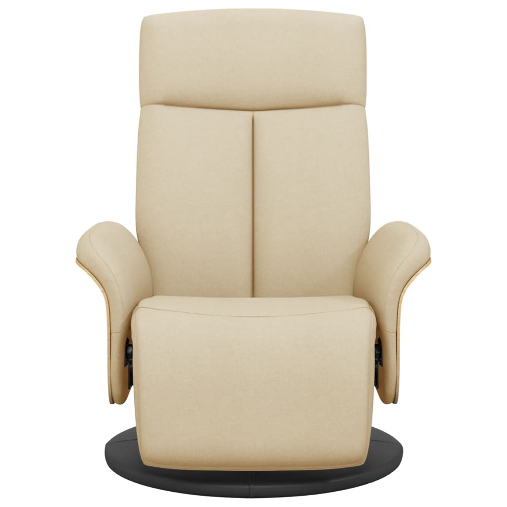 vidaXL Fauteuil verstelbaar met voetensteun stof crèmekleurig afbeelding