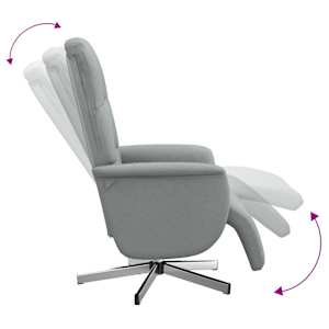 Polohovací křeslo s podnožkou světle šedé textil - obrázek 6