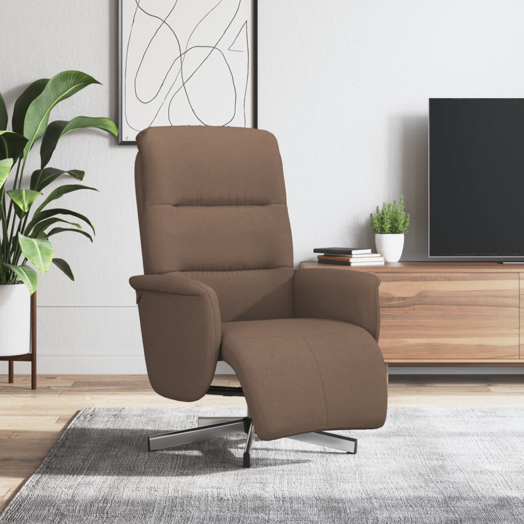 vidaXL Fotoliu rabatabil cu suport de picioare, maro, textil