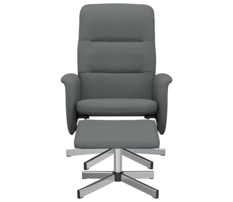 vidaXL Fauteuil verstelbaar met voetenbank stof donkergrijs