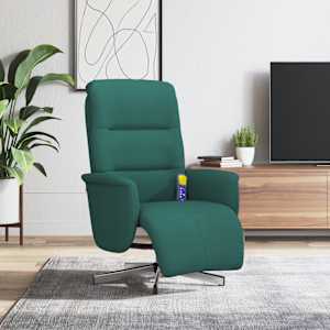 Masažni naslanjač z oporo za noge temno zeleno blago