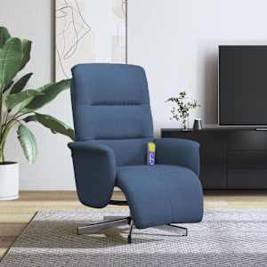 Masažni naslanjač z oporo za noge modro blago