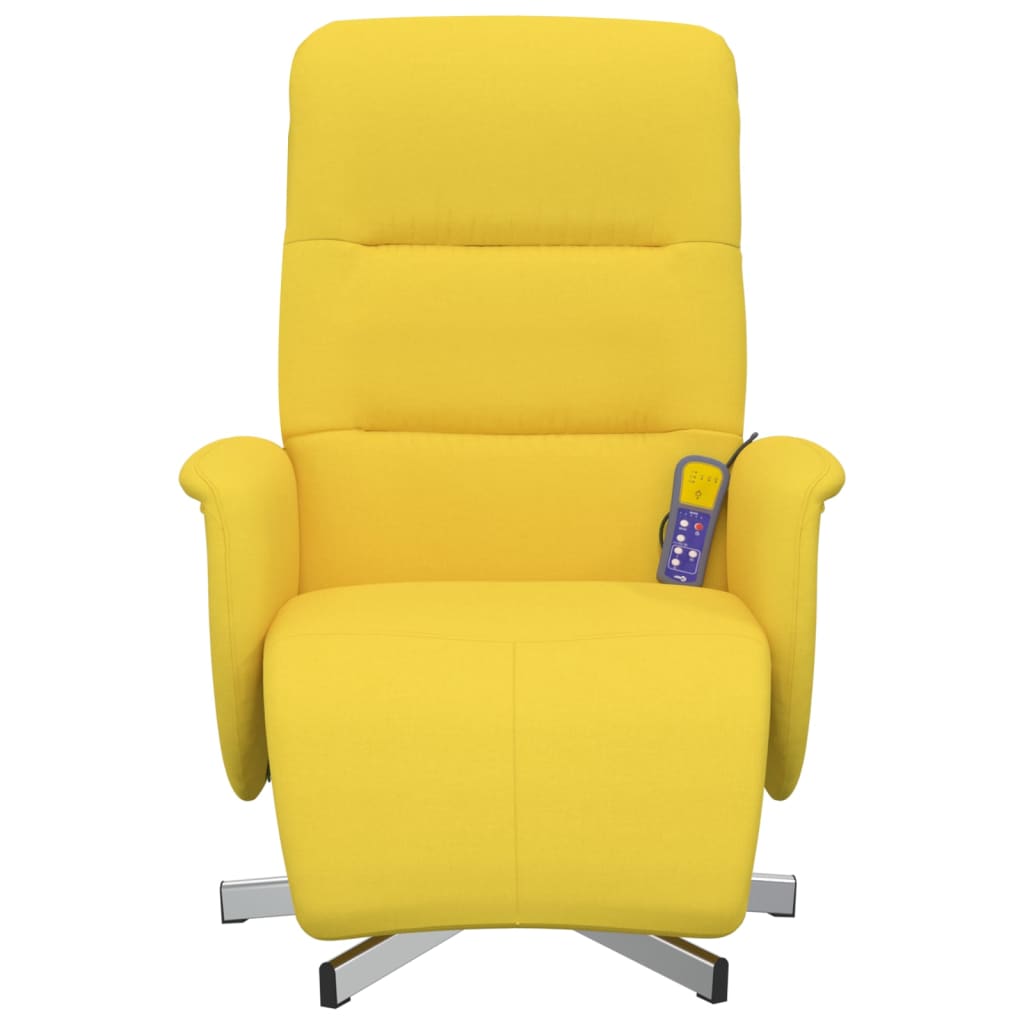 vidaXL Fotoliu masaj rabatabil, suport picioare, galben deschis textil