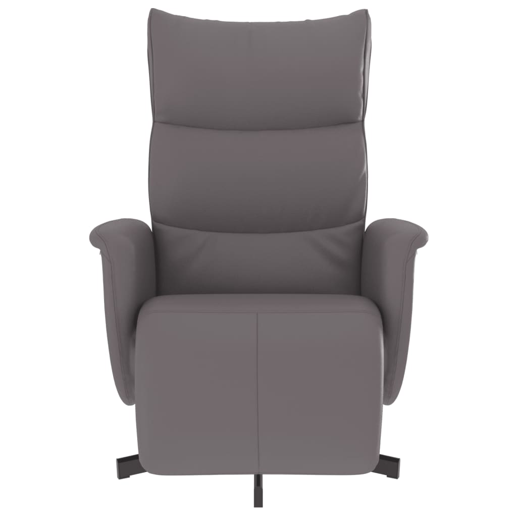 vidaXL Fotoliu rabatabil cu suport de picioare, gri, piele ecologică
