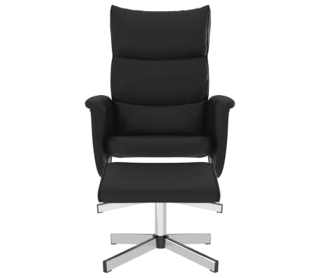 vidaXL Fotoliu rabatabil cu taburet, negru, piele ecologică