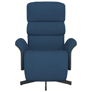 Polohovací křeslo s podnožkou modré textil - obrázek 3