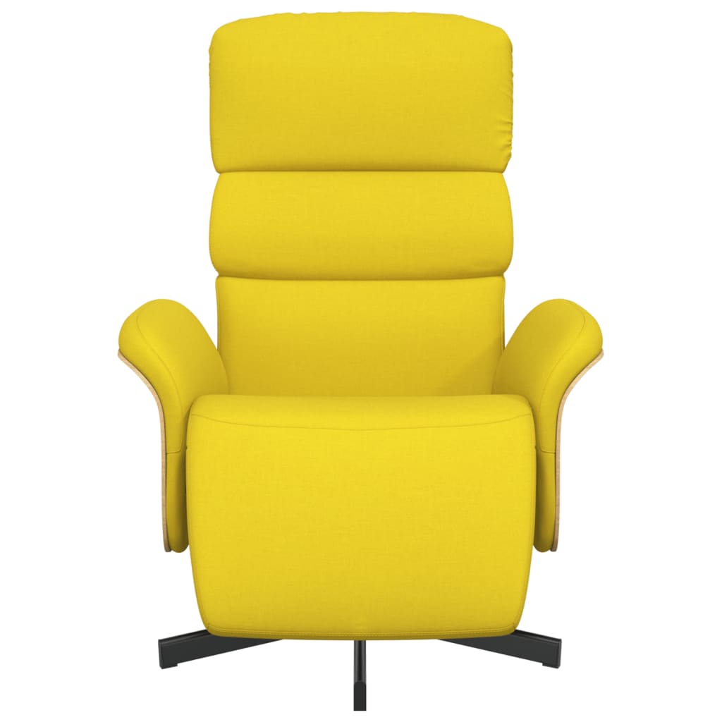 vidaXL Fauteuil verstelbaar met voetensteun stof lichtgeel afbeelding